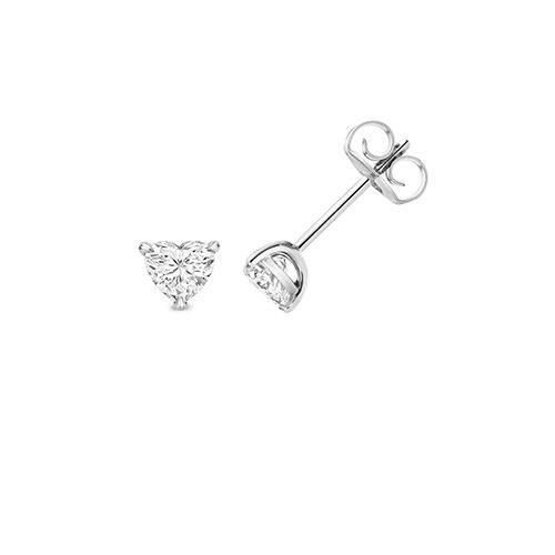 18CT 0.70CT LAB GROWN CERTIFIED HEART SHAPE 4 CLAW EARRING STUDS