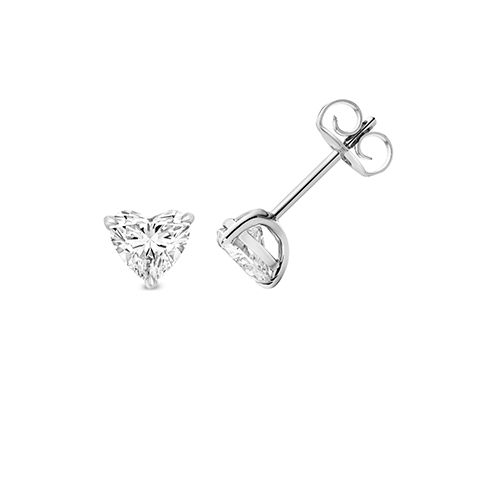 18CT 1.50CT LAB GROWN CERTIFIED HEART SHAPE 4 CLAW EARRING STUDS