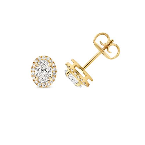 18CT 1.0CT LAB GROWN CERTIFIED OVAL HALO EARRING STUDS