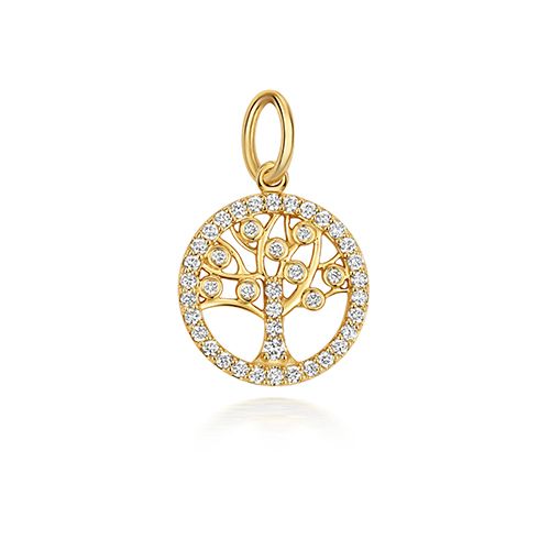 9CT 0.25CT LAB GROWN DIAMOND TREE OF LIFE PENDANT