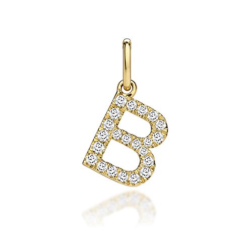 9CT LAB GROWN DIAMOND INITIAL B PENDANT