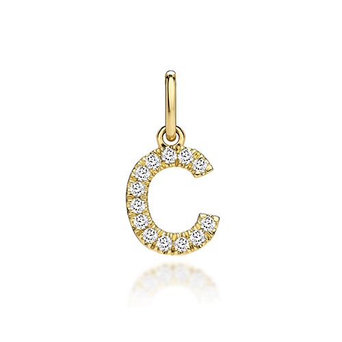 9CT LAB GROWN DIAMOND INITIAL C PENDANT