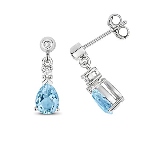 9CT AQUAMARINE DROP EARRINGS PEAR