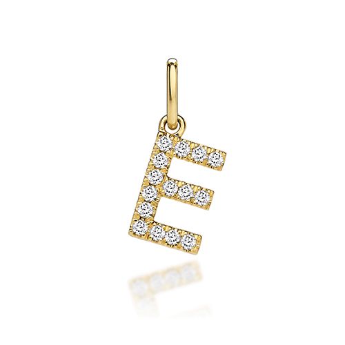 9CT LAB GROWN DIAMOND INITIAL E PENDANT