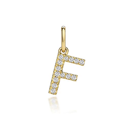 9CT LAB GROWN DIAMOND INITIAL F PENDANT
