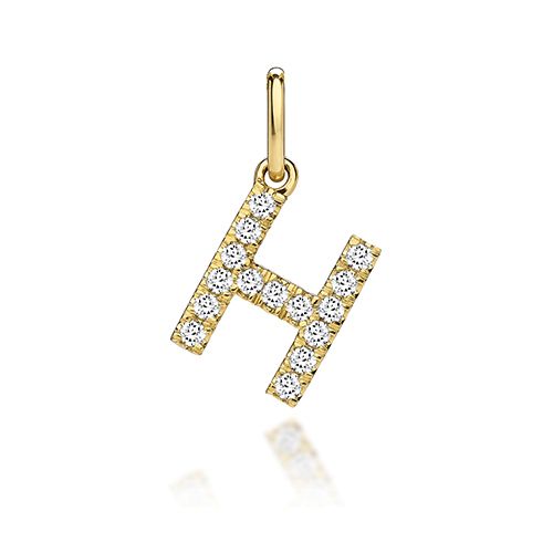 9CT LAB GROWN DIAMOND INITIAL H PENDANT