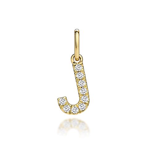 9CT LAB GROWN DIAMOND INITIAL J PENDANT