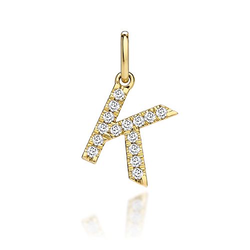 9CT LAB GROWN DIAMOND INITIAL K PENDANT