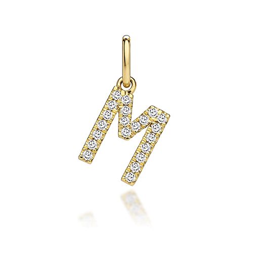 9CT LAB GROWN DIAMOND INITIAL M PENDANT
