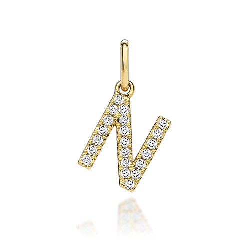 9CT LAB GROWN DIAMOND INITIAL N PENDANT