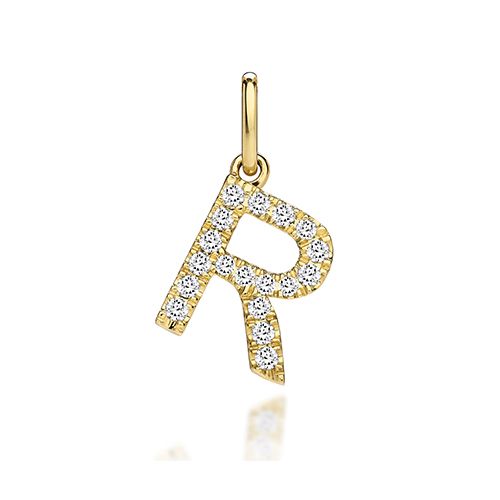 9CT LAB GROWN DIAMOND INITIAL R PENDANT