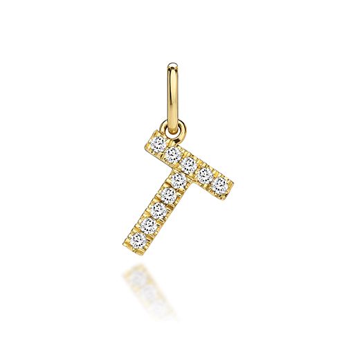 9CT LAB GROWN DIAMOND INITIAL T PENDANT
