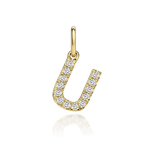 9CT LAB GROWN DIAMOND INITIAL U PENDANT