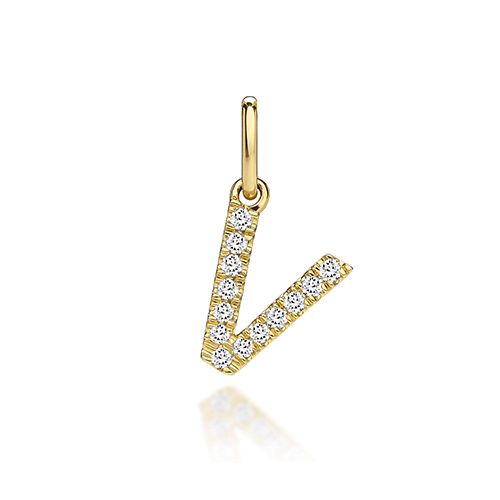 9CT LAB GROWN DIAMOND INITIAL V PENDANT