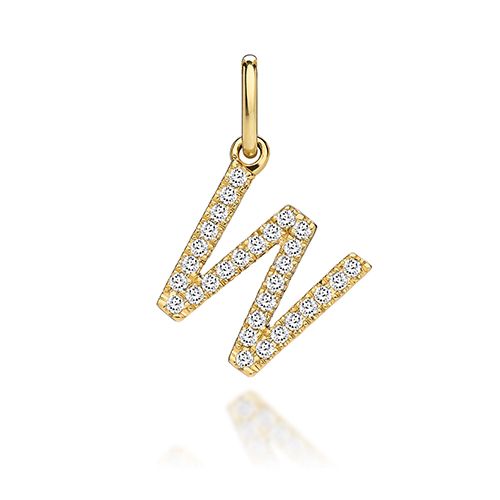 9CT LAB GROWN DIAMOND INITIAL W PENDANT