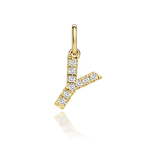 9CT LAB GROWN DIAMOND INITIAL Y PENDANT