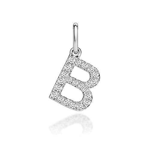 9CT LAB GROWN DIAMOND INITIAL B PENDANT