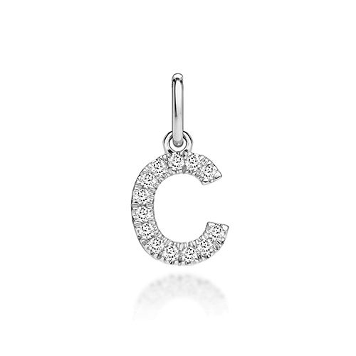 9CT LAB GROWN DIAMOND INITIAL C PENDANT
