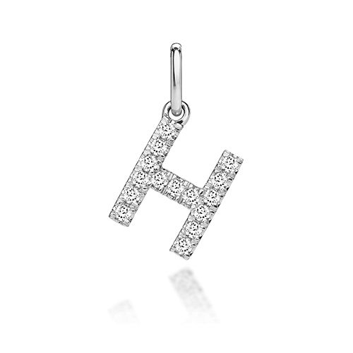9CT LAB GROWN DIAMOND INITIAL H PENDANT