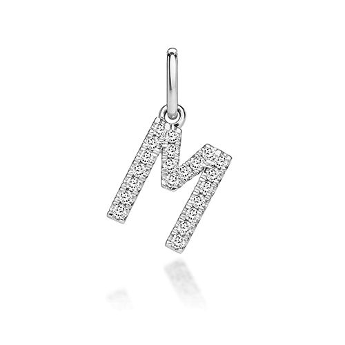 9CT LAB GROWN DIAMOND INITIAL M PENDANT