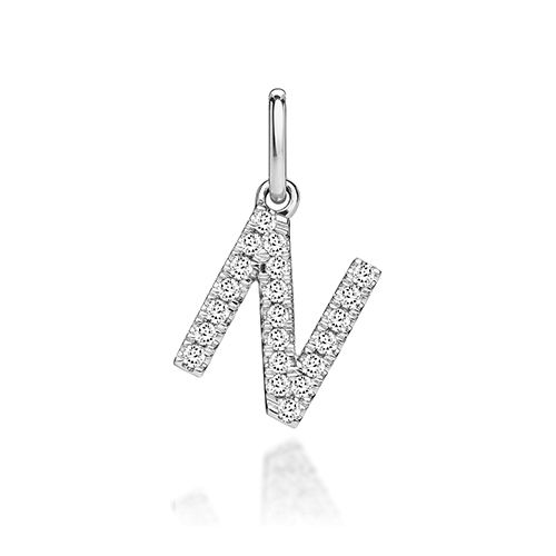 9CT LAB GROWN DIAMOND INITIAL N PENDANT