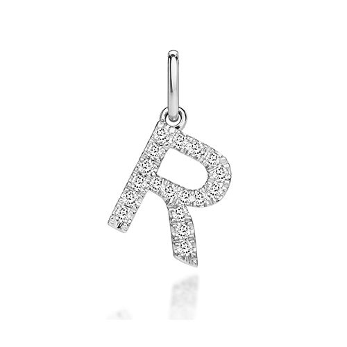 9CT LAB GROWN DIAMOND INITIAL R PENDANT