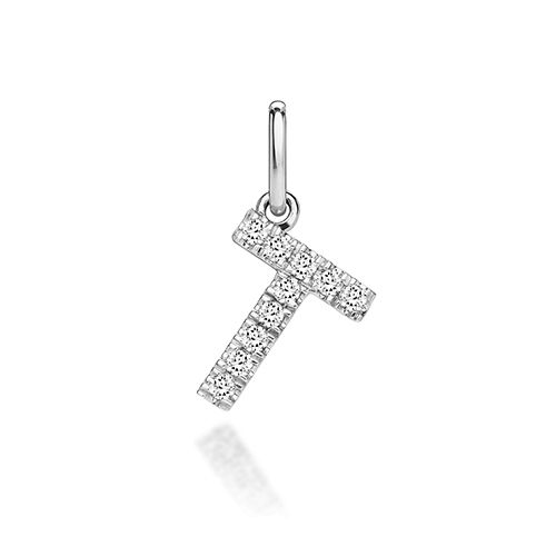 9CT LAB GROWN DIAMOND INITIAL T PENDANT
