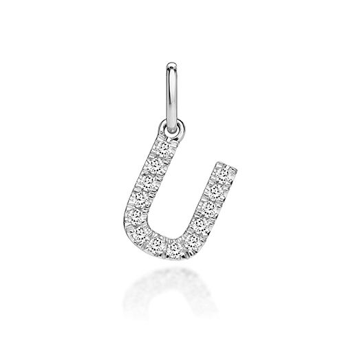 9CT LAB GROWN DIAMOND INITIAL U PENDANT