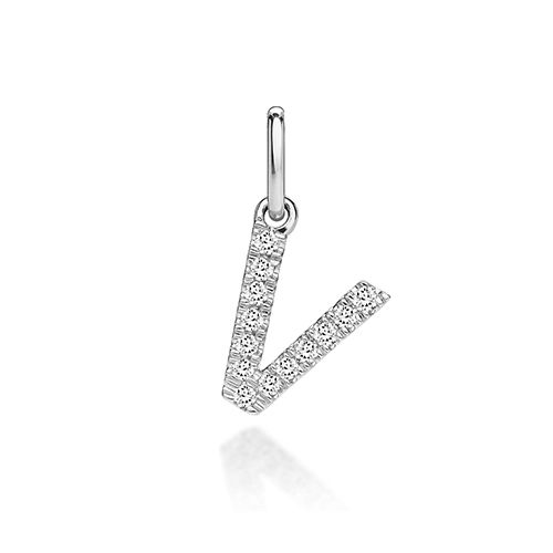 9CT LAB GROWN DIAMOND INITIAL V PENDANT