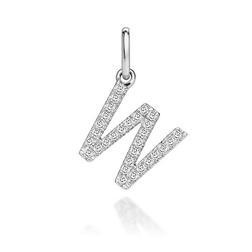 9CT LAB GROWN DIAMOND INITIAL W PENDANT