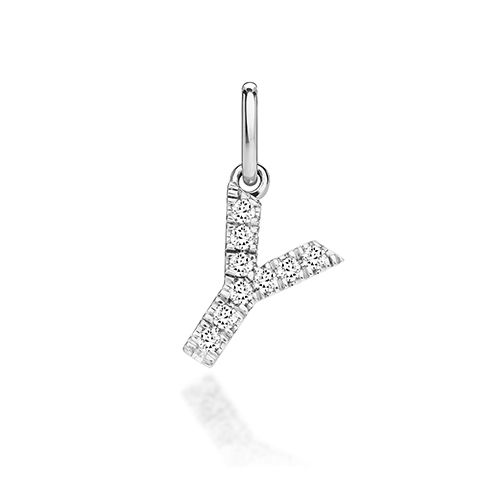 9CT LAB GROWN DIAMOND INITIAL Y PENDANT