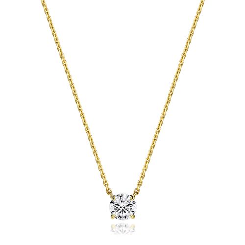 18CT 0.75CT LAB GROWN CERTIFIED ROUND 4 CLAW NECKLACE