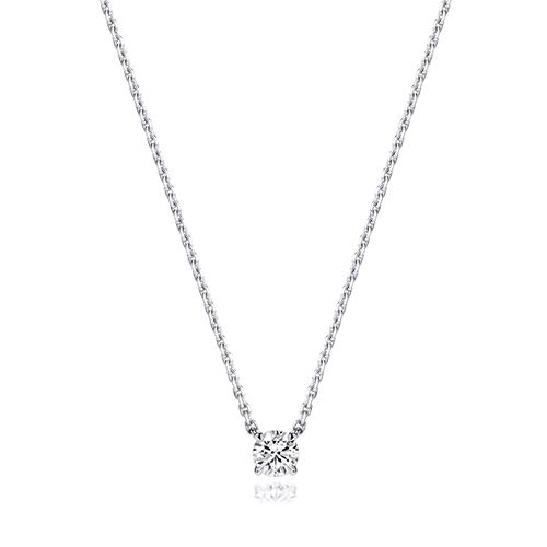 18CT 0.35CT LAB GROWN CERTIFIED ROUND 4 CLAW NECKLACE
