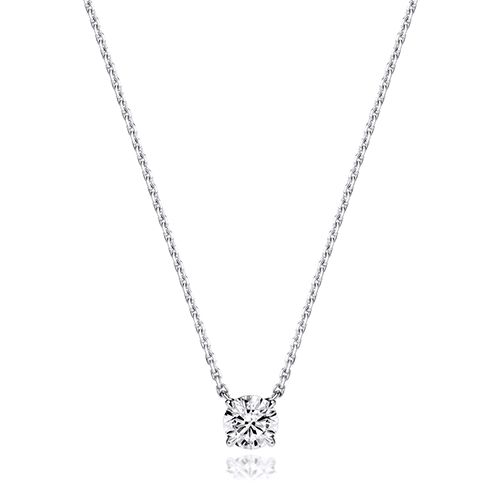 18CT 0.75CT LAB GROWN CERTIFIED ROUND 4 CLAW NECKLACE