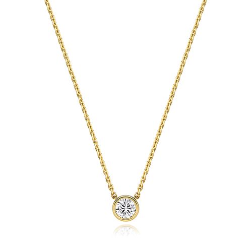 18CT 0.35CT LAB GROWN CERTIFIED ROUND RUBOVER NECKLACE