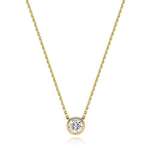 18CT 0.50CT LAB GROWN CERTIFIED ROUND RUBOVER NECKLACE