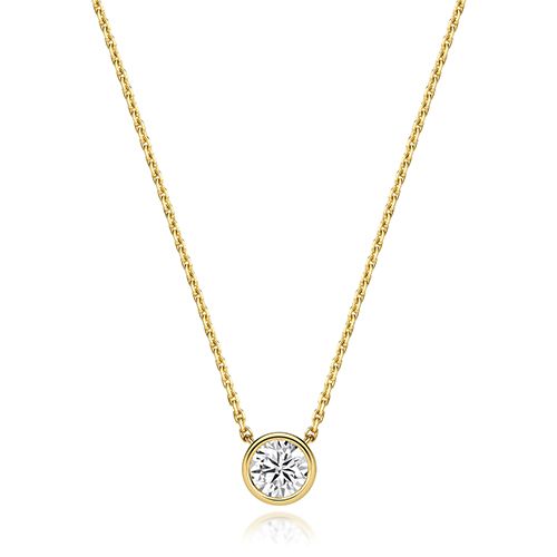 18CT 0.75CT LAB GROWN CERTIFIED ROUND RUBOVER NECKLACE
