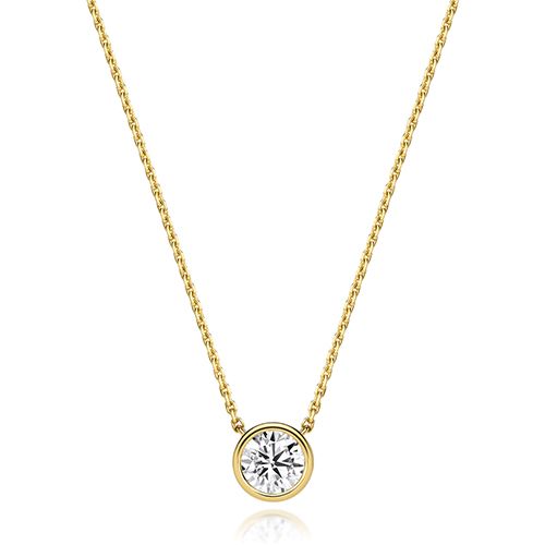 18CT 1.0CT LAB GROWN CERTIFIED ROUND RUBOVER NECKLACE