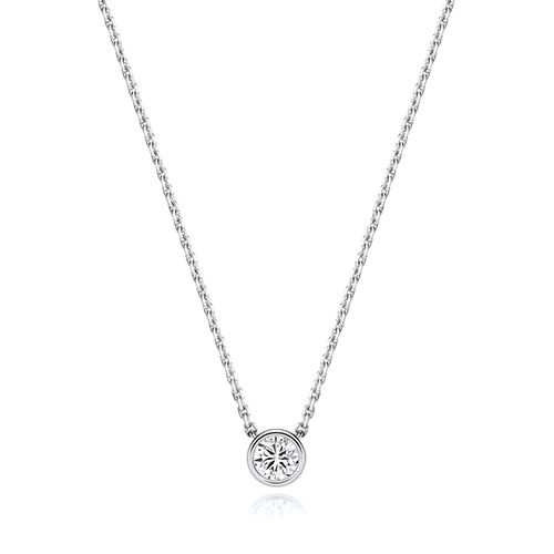 18CT 0.35CT LAB GROWN CERTIFIED ROUND RUBOVER NECKLACE