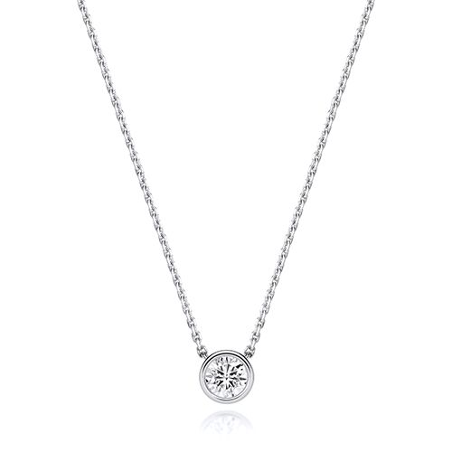 18CT 0.50CT LAB GROWN CERTIFIED ROUND RUBOVER NECKLACE