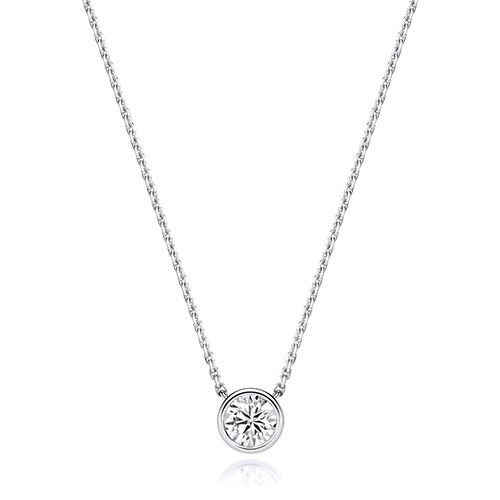 18CT 0.75CT LAB GROWN CERTIFIED ROUND RUBOVER NECKLACE