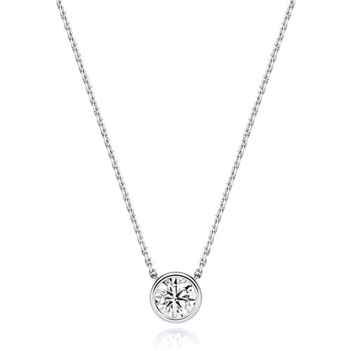 18CT 1.0CT LAB GROWN CERTIFIED ROUND RUBOVER NECKLACE