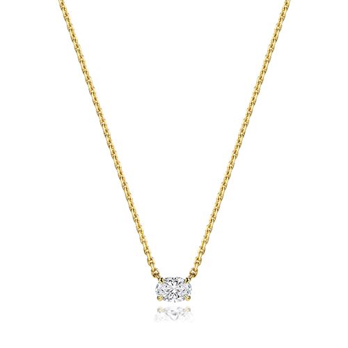 18CT 0.35CT LAB GROWN CERTIFIED OVAL 4 CLAW NECKLACE