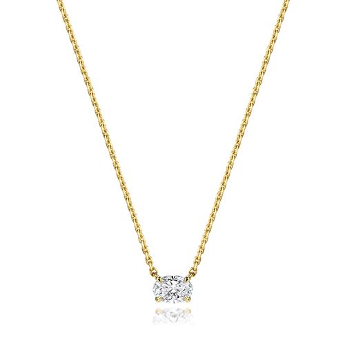 18CT 0.50CT LAB GROWN CERTIFIED OVAL 4 CLAW NECKLACE