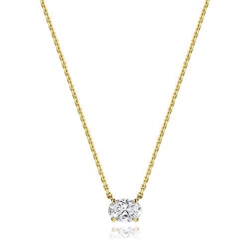 18CT 0.75CT LAB GROWN CERTIFIED OVAL 4 CLAW NECKLACE
