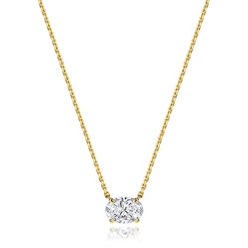 18CT 1.0CT LAB GROWN CERTIFIED OVAL 4 CLAW NECKLACE