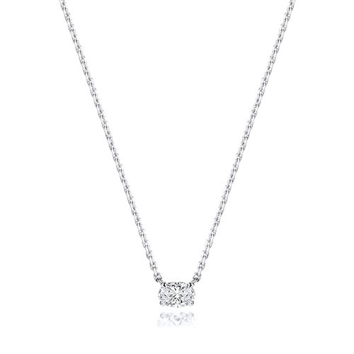 18CT 0.35CT LAB GROWN CERTIFIED OVAL 4 CLAW NECKLACE