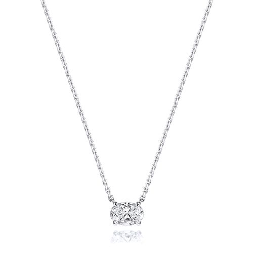 18CT 0.75CT LAB GROWN CERTIFIED OVAL 4 CLAW NECKLACE