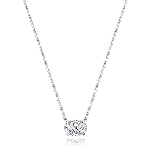 18CT 1.0CT LAB GROWN CERTIFIED OVAL 4 CLAW NECKLACE