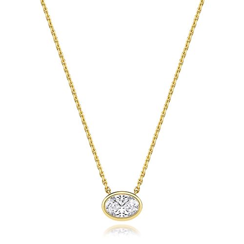 18CT 0.75CT LAB GROWN CERTIFIED OVAL RUBOVER NECKLACE